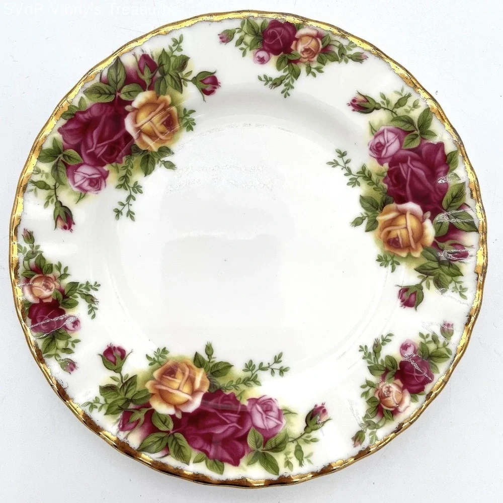 Royal Albert Old Country Roses Bread Butter Plate Set 3pc Bone China Vintage